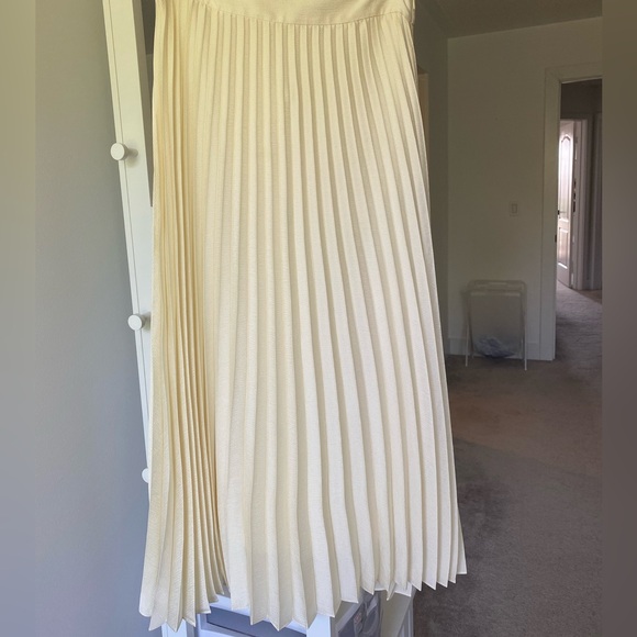 Sezane Ivory Pleated Midi Skirt Dress - Picture 3 of 6